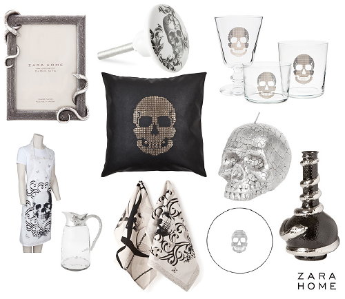 Halloween Decoratie Tips – Zara Home Halloween Home Decor met Skulls & Snakes– Zara Home Halloween Decoratie: Woonaccessoires met Schedels en Slangen van Servies, Kussens & Kaarsen  – MEER … (Foto Zara Home Halloween  op DroomHome.nl)