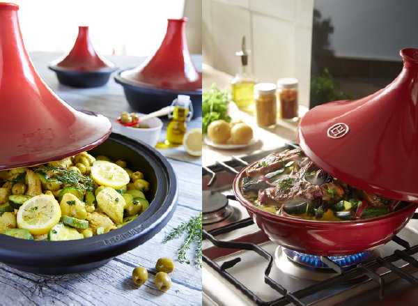 Pronkstukken op het fornuis – Tajine Le Creuset en Emile Henry. (Foto Le Creuset, Cook&Co, Emile Henry  op DroomHome.nl)