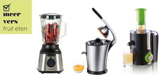 Een frisse start in 2018 met gezond eten & drinken: Bourgini blender en Princess citruspers en Juice Extractor sapcentrifuge. (Foto Blokker  op DroomHome.nl)