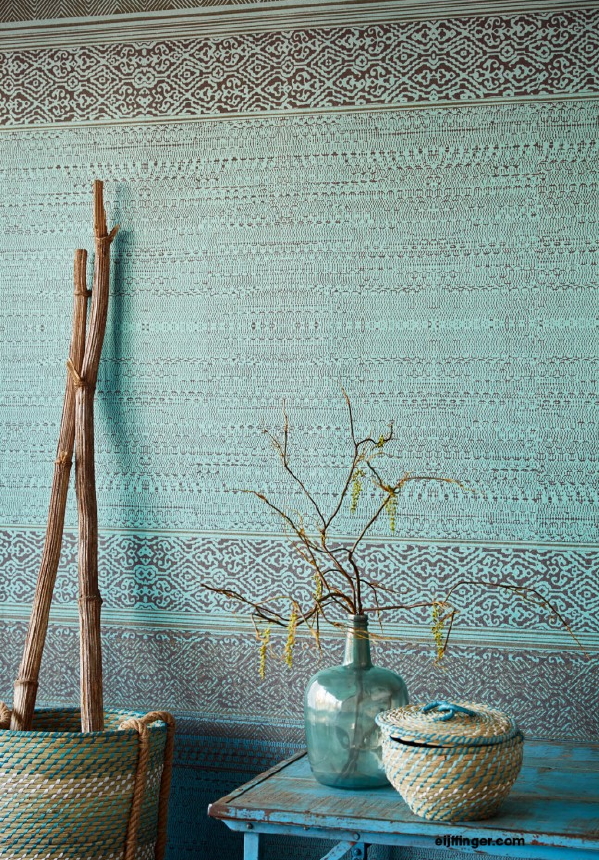 Behang kiezen tips – Eijffinger behang Siroc Wallpower Tapestry Turquoise (Foto Eijffinger wallpaper  op DroomHome.nl)