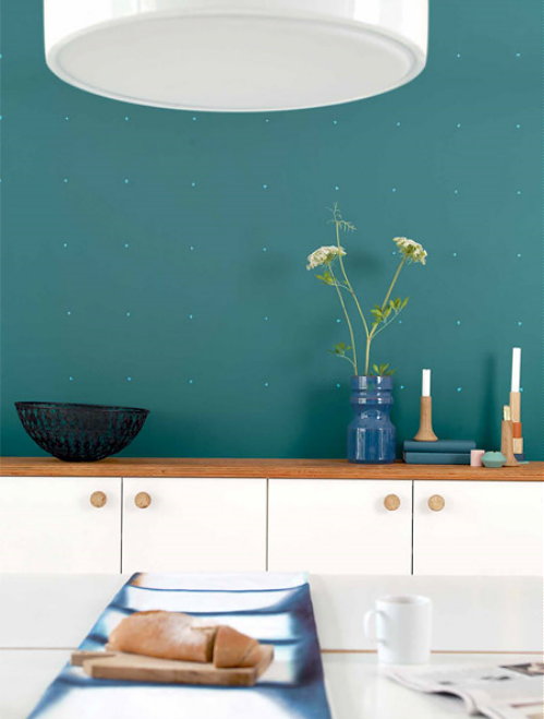 Interieur Kleur van het Jaar 2014: Teal! Flexa Trend Kleur 2014, Kleur Teal: Mix van Groen & Blauw – Flexa Muurverf Teal in de keuken - Meer Kleur…. (Foto Flexa ColourFutures  op DroomHome.nl)