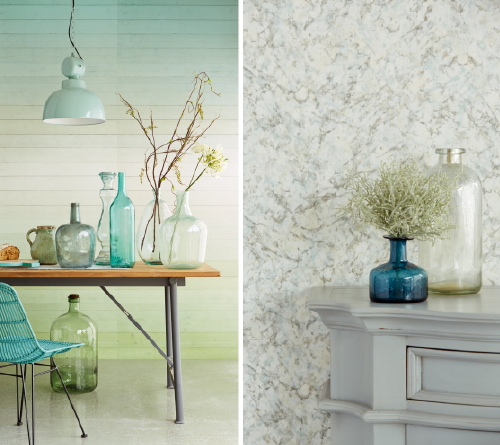 Behang Trends 2015: Eijffinger Behang Collectie Bloom, nr. 340092 & Collectie Venue, nr. 342073  (Foto Eijffinger Wallpaper, Perscentrum Wonen  op DroomHome.nl)