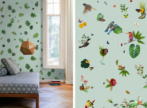 Behang Trends 2015: BN Wallcoverings Behang Tropical Leaf & Bird, Natuur, Vogels & Bloemen, Design Edward van Vliet (foto BN Wallcoverings Wallpaper, Perscentrum Wonen  op DroomHome.nl)