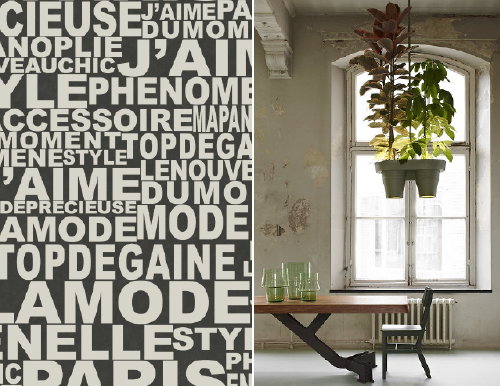 Werkplek & Kantoor Thuis: Kunst & design in Kantoor aan Huis? – Betaalbare Inrichting Kantoor Thuis Tips (Foto ELLE Magazine Behang van Graham & Brown en Botanic Bucket Light, Design Roderick Vos  op DroomHome.nl)