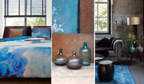 Mode, Kleur & Interieur: Blauw! – Blauw in de Woning Inrichting met Blauwe Woonaccessoires en Blauwe Meubels als Accent Kleur – MEER Kleur & Interieur…  (Foto Fest Vaas, Dutch Bone Vloerkleed & Auping Dekbedovertrek  op DroomHome.nl)