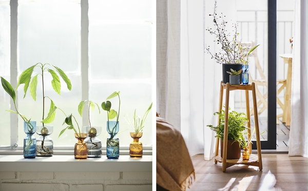 IKEA DAKSJUS collectie: IKEA plantenstandaard en stekvaasjes (Foto: IKEA  op DroomHome.nl)