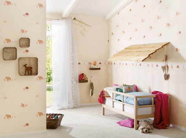 Kinderkamer & Wandbekleding Trends: Lovely Friends – Liefdevol Behang voor de Kinderkamer met Dieren als Hazen, Reeën, Vlinders, Eekhoorns en Egels – MEER Behang… (Foto A.S. Creation  op DroomHome.nl) 