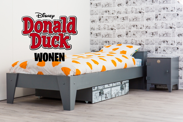 Kinderkamer Trend: Donald Duck Wooncollectie als Meubels, Bed, Nachtkastje, Behang en Dekbedovertrek - MEER Kinderkamer Tips... (Foto Donald Duck Weekblad  op DroomHome.nl)