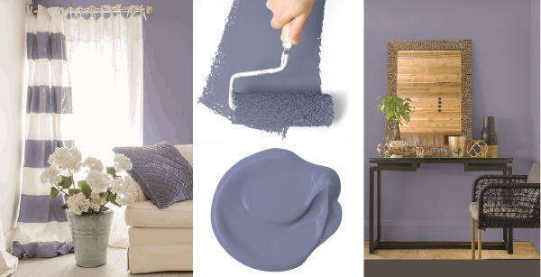 Histor Interieur Kleur van het Jaar 2017: Violet Verbena in de Slaapkamer - Verf Kleurenpalet Violet Paars en Grijs voor Muren, Meubels en Woonaccessoires. LEES MEER... (Foto PPG  op DroomHome.nl)