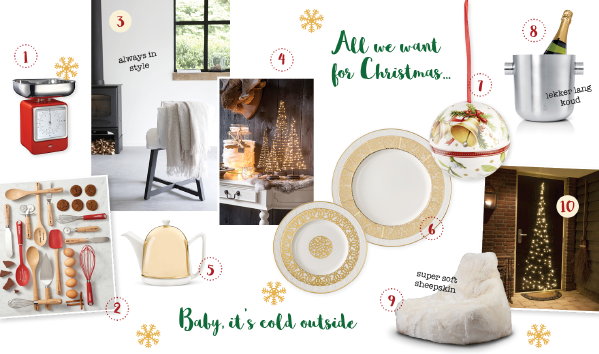 All We Want For Christmas – Trendy Kerstcadeaus, van Kerst Koken en tafelen Accessoires, kerstdecoratie, Kerstboom Vorm Kerstverlichting, Plaids, Zitzakken en Cake Boss Bakspullen – MEER Kerst… (Foto TALKABOUT  op DroomHome.nl)